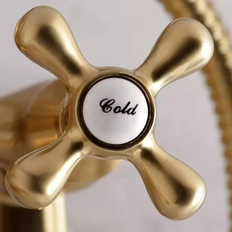 Antique Brass Wall Mount Tub Faucet Mixer Set